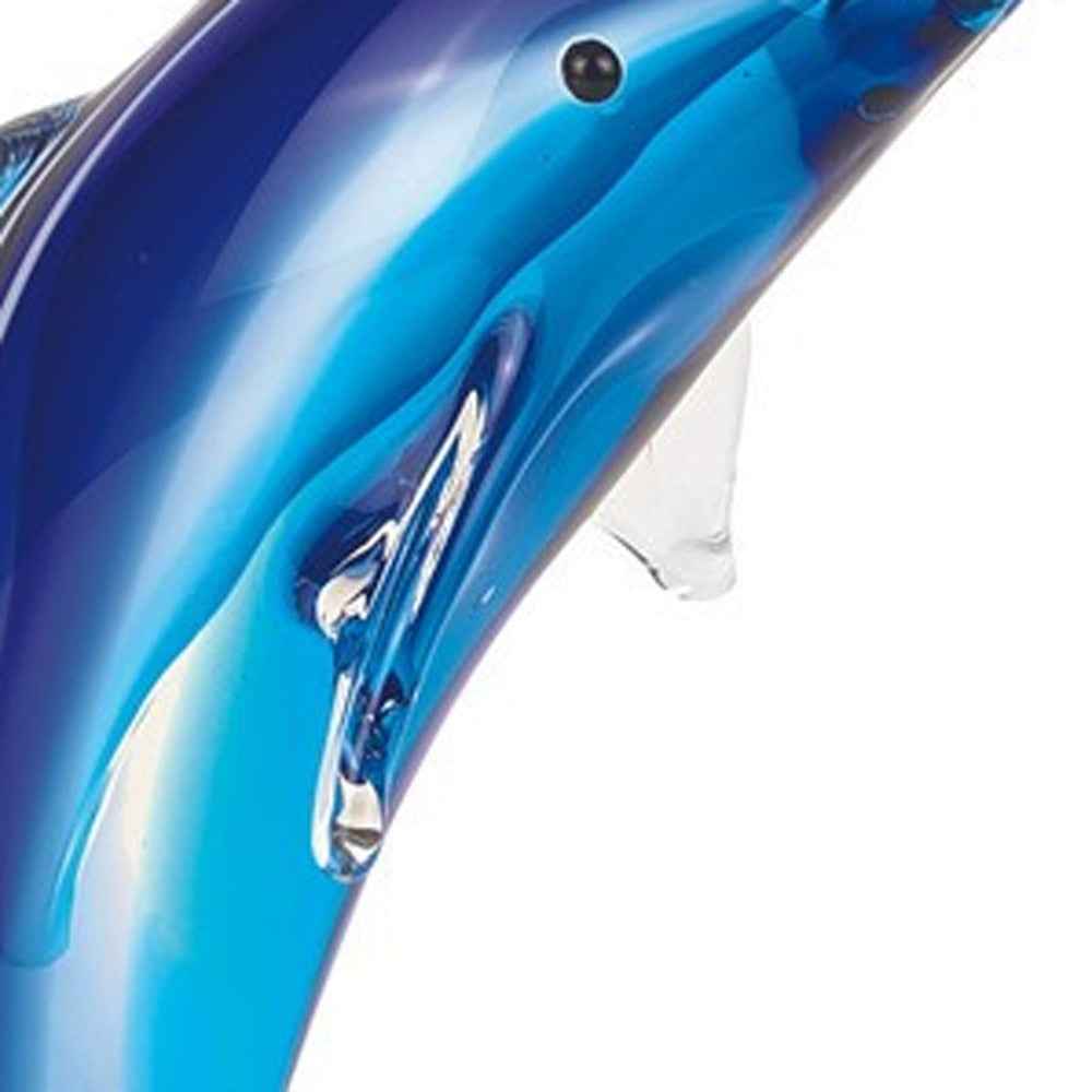 Murano Style Art Glass Dolphin Riding A Wave Sculpture