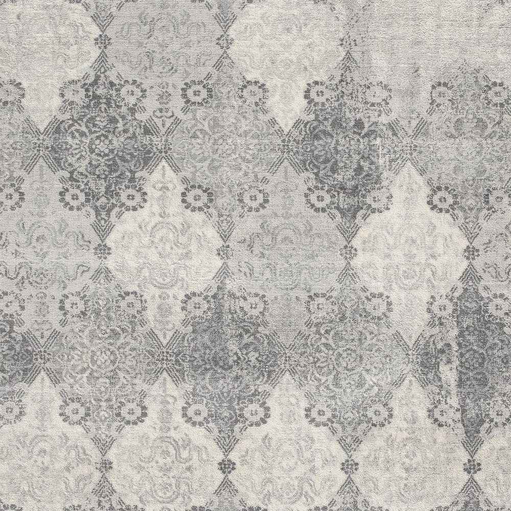 2’ X 3’ Gray Distressed Trellis Pattern Scatter Rug