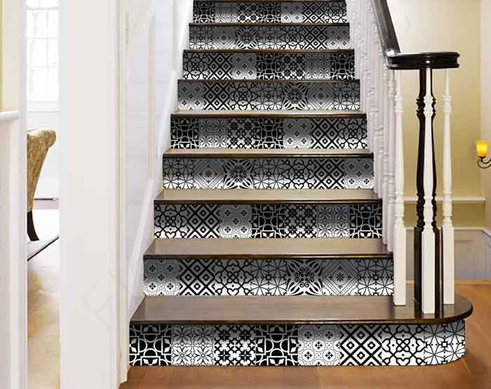 5" X 5" Black And White Mash Peel And Stick Removable Tiles