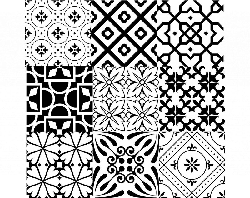 5" X 5" Black And White Mash Peel And Stick Removable Tiles