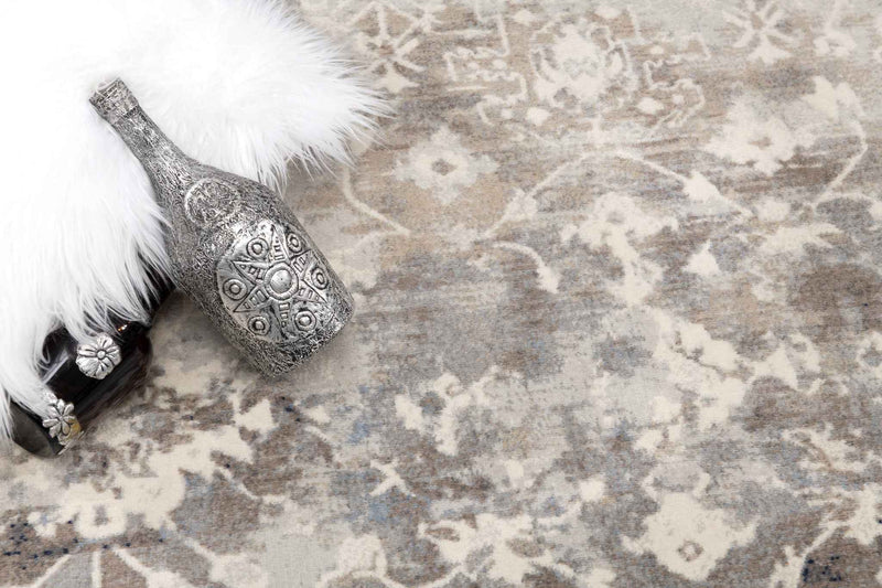 2’ X 5’ Navy And Beige Distressed Vines Area Rug