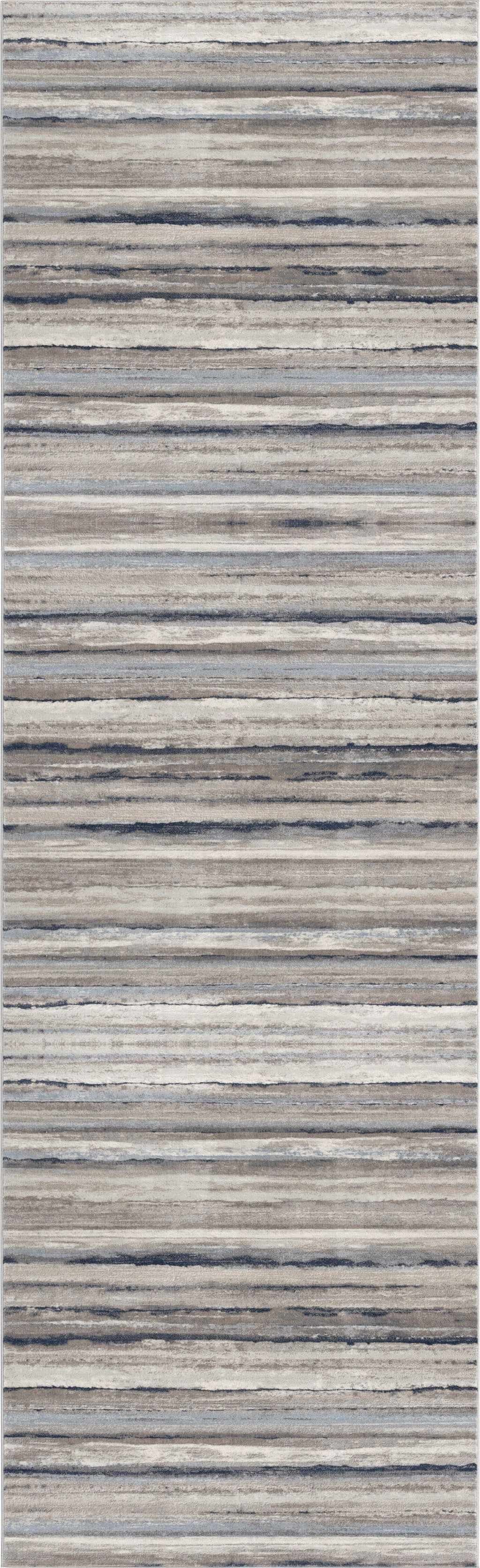 8' Blue Striped Runner Rug