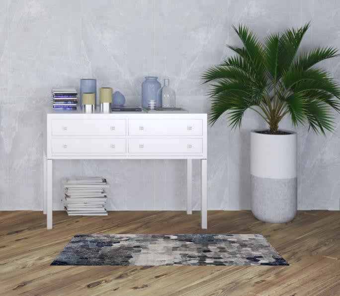 2’ X 5’ Navy Blue Cobblestone Pattern Area Rug