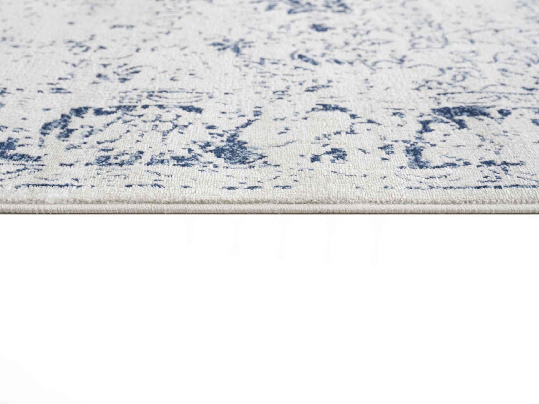 2’ X 5’ Navy Blue Distressed Floral Area Rug