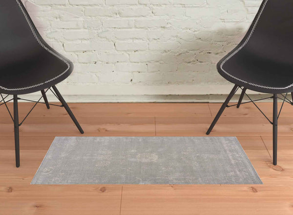 2’ X 3’ Modern Gray Distressed Scatter Rug