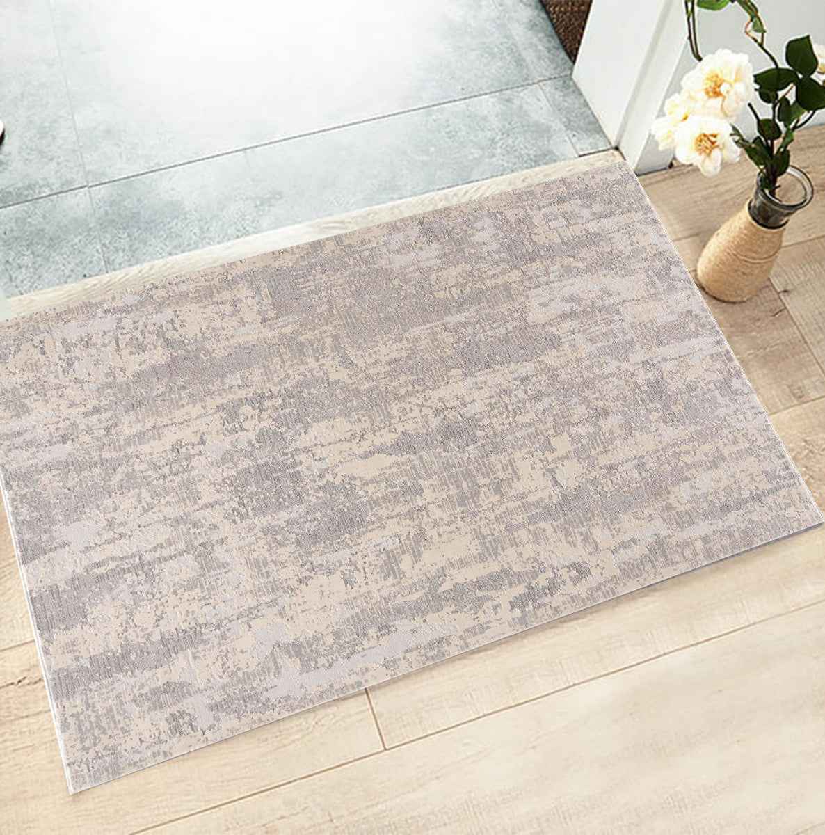3' X 5' Gray Abstract Dhurrie Area Rug
