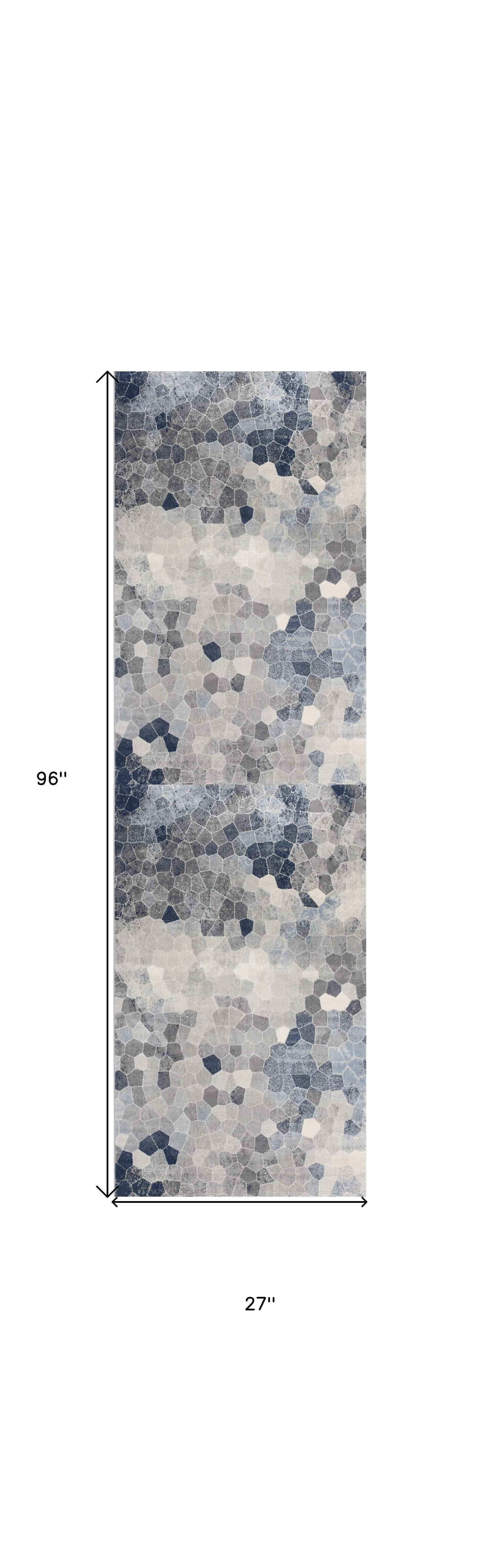 2’ X 8’ Navy Blue Cobblestone Pattern Runner Rug