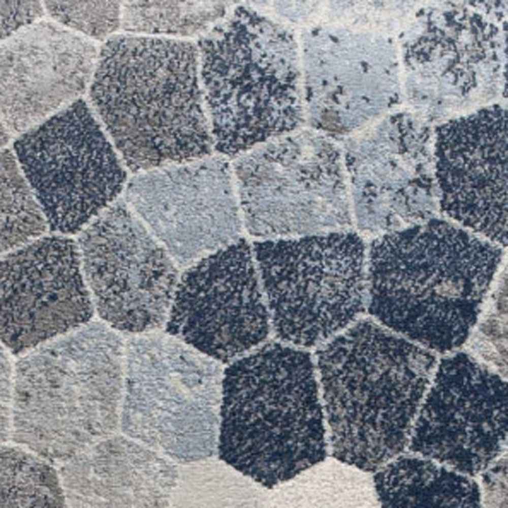 2’ X 8’ Navy Blue Cobblestone Pattern Runner Rug