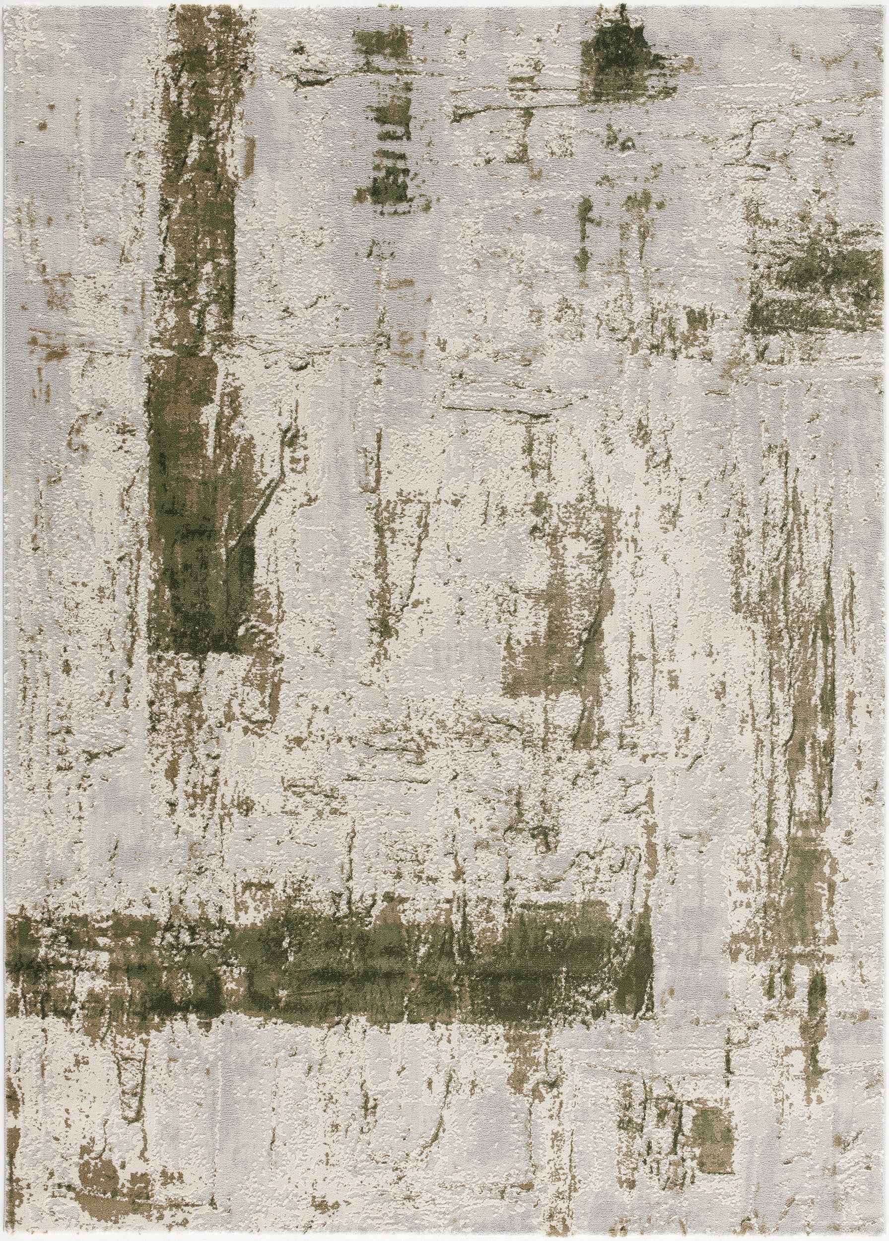 5' X 7' Green Abstract Dhurrie Area Rug
