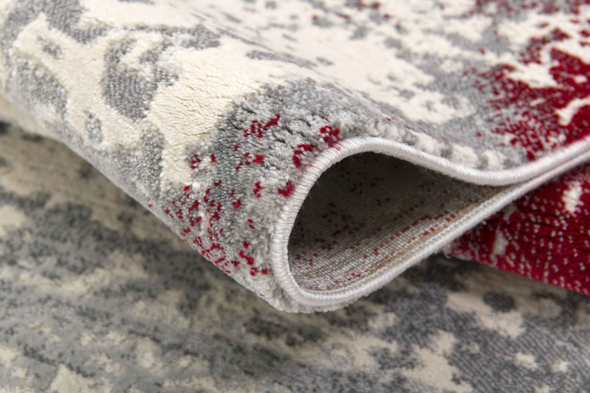 6' X 9' Red Abstract Dhurrie Area Rug