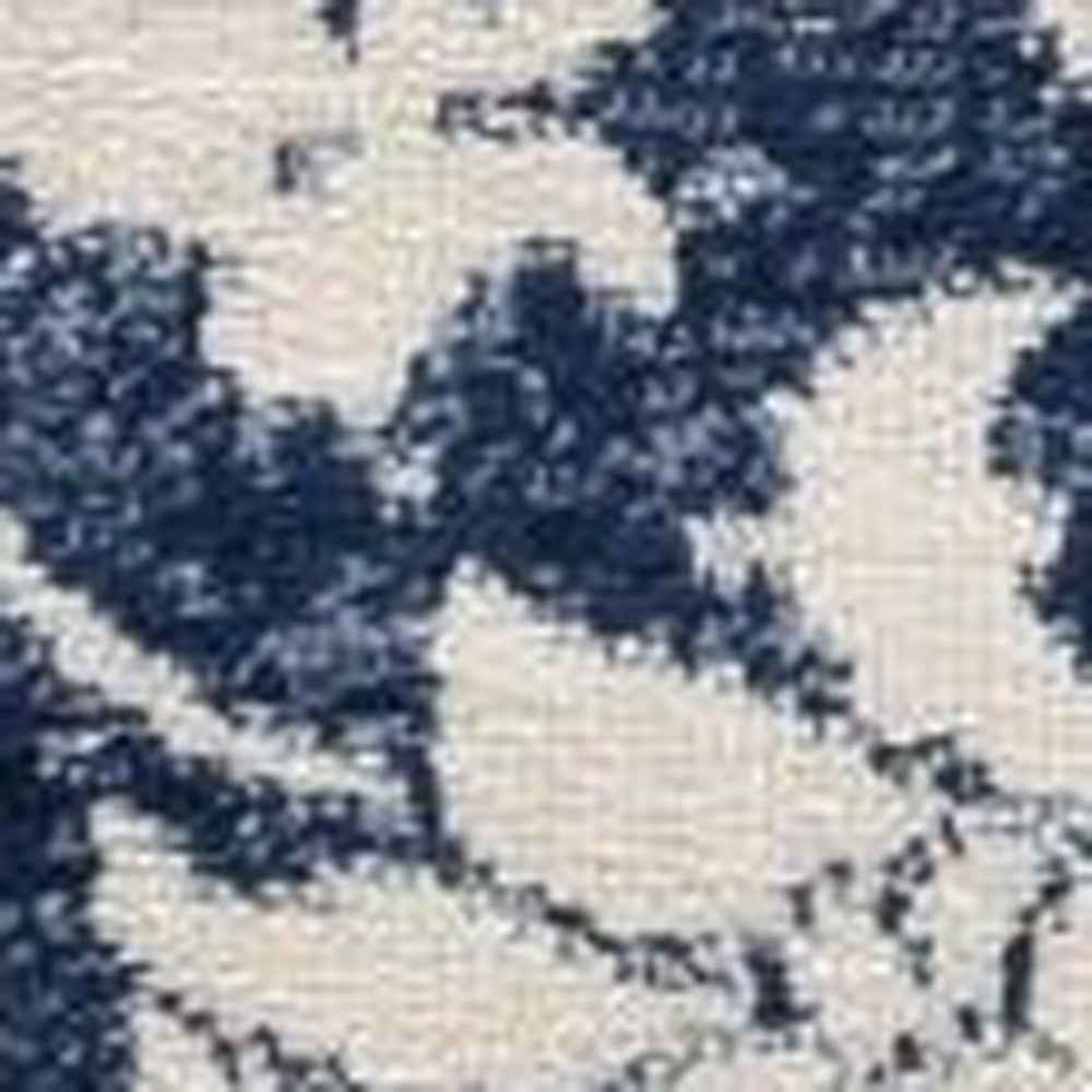 8’ X 11’ Navy Blue Distressed Floral Area Rug