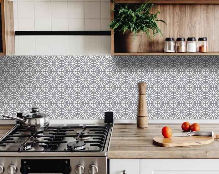 8" X 8" Gray And White Spire Peel And Stick Removable Tiles