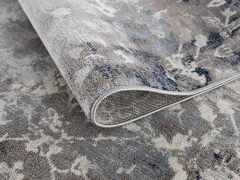 4’ X 6’ Navy And Beige Distressed Vines Area Rug