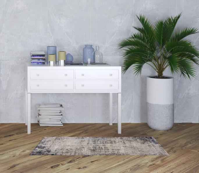 2’ X 5’ Navy Blue Distressed Striations Area Rug