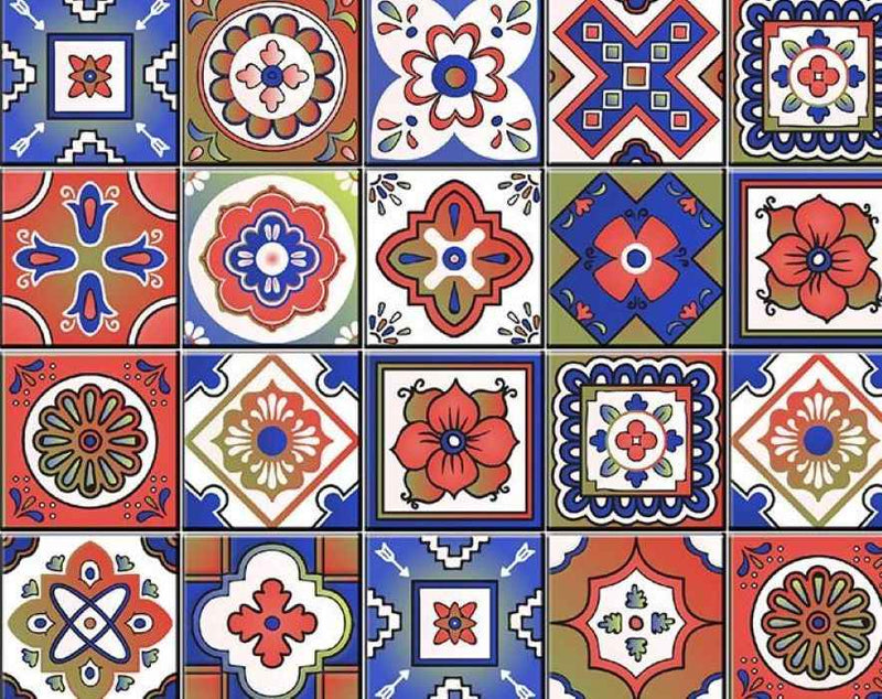 7" X 7" Mediterra Terra Cotta Mosaic Peel And Stick Removable Tiles