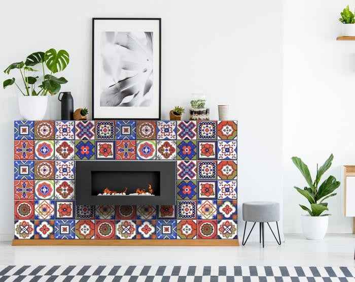 6" X 6" Mediterra Terra Cotta Mosaic Peel And Stick Removable Tiles