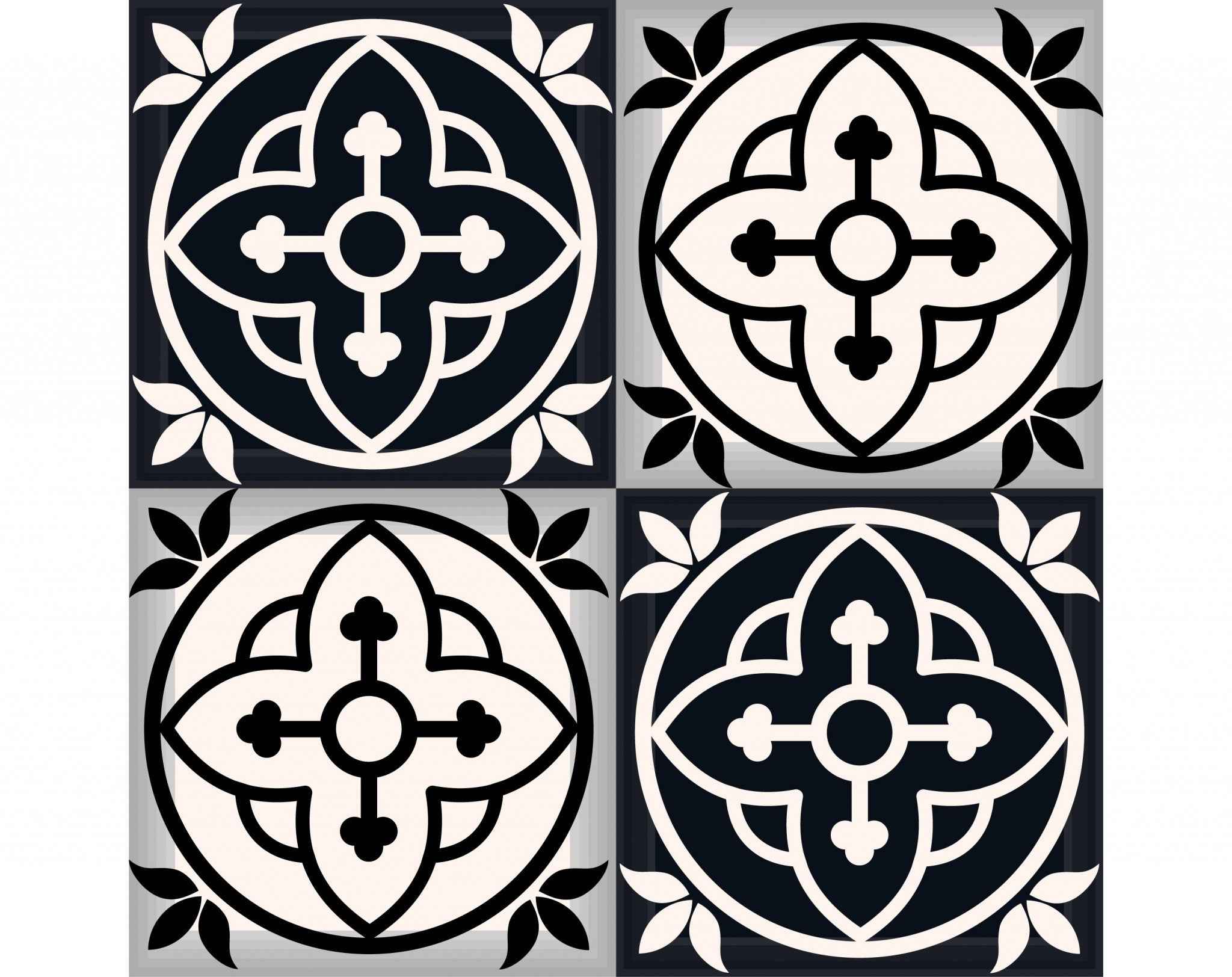 4" X 4" Black And White Rory Peel And Stick Removable Tiles