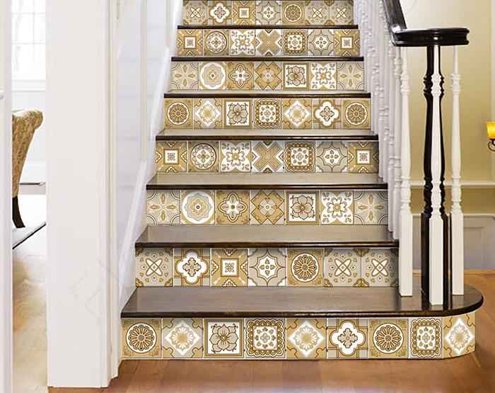 6" X 6" Vintage Brown And White Peel And Stick Removable Tiles