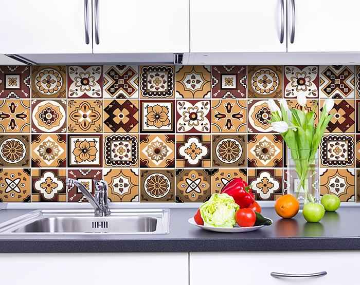 8" X 8" Shades Of Brown Mosaic Peel And Stick Removable Tiles