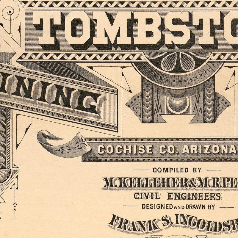 24" X 32" Map Of Tombstone Mining District Vintage Travel Poster Wall Art - Home & Garden