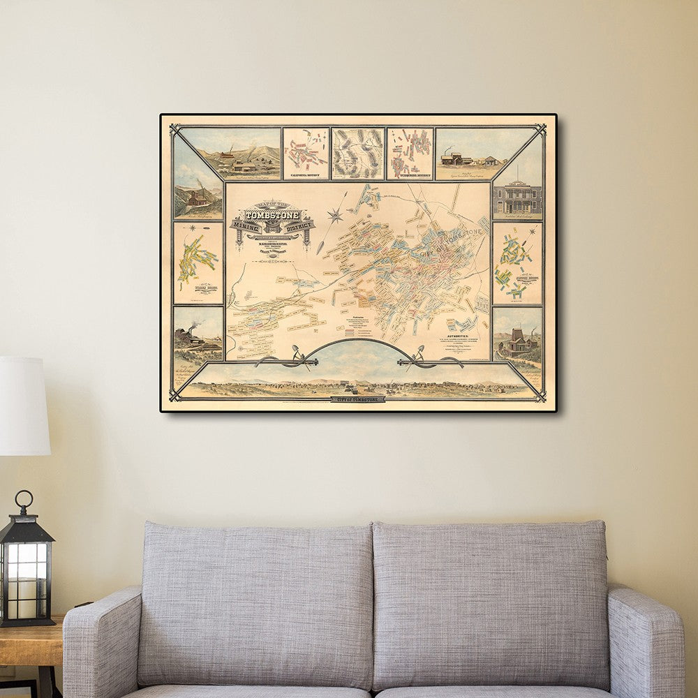 18" X 24" Map Of Tombstone Mining District Vintage Travel Poster Wall Art Default Title