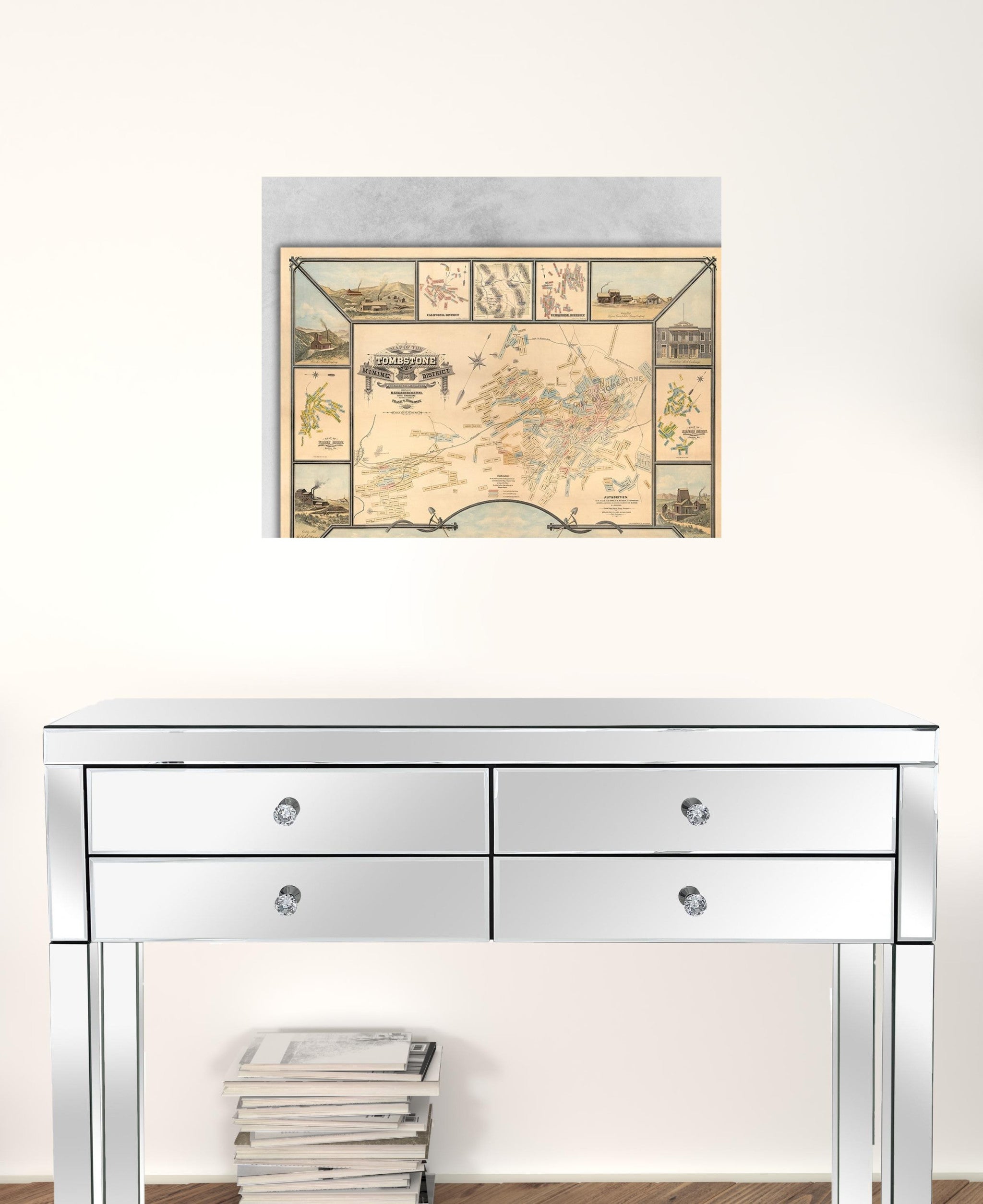 18" X 24" Map Of Tombstone Mining District Vintage Travel Poster Wall Art