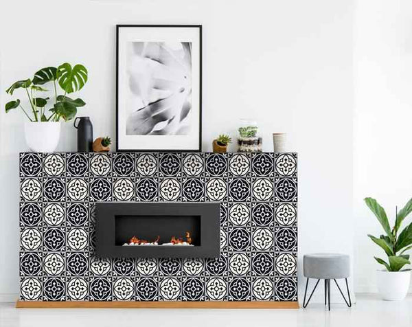 8" X 8" Black And White Rory Peel And Stick Removable Tiles