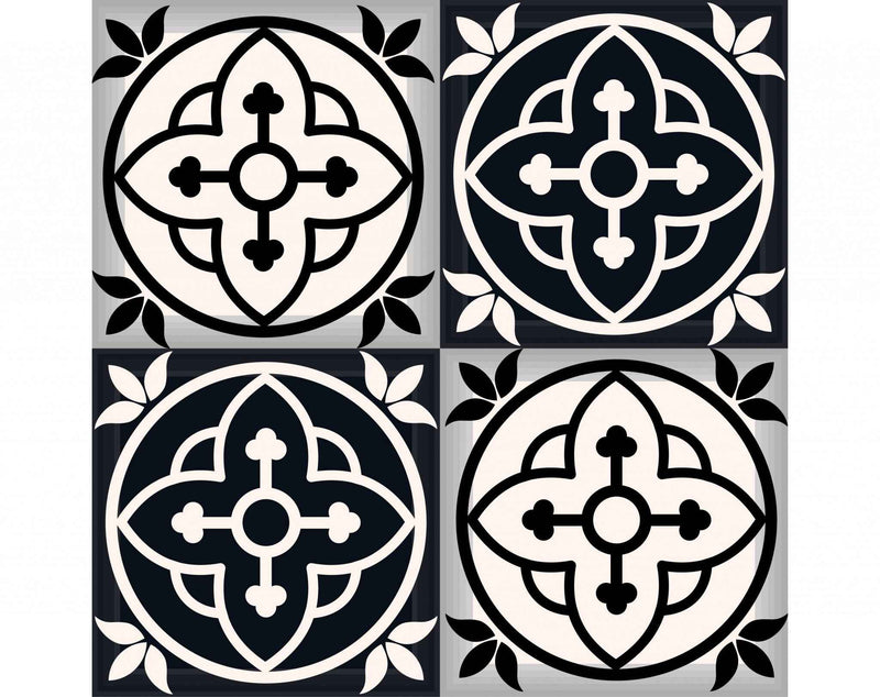5" X 5" Black And White Rory Peel And Stick Removable Tiles