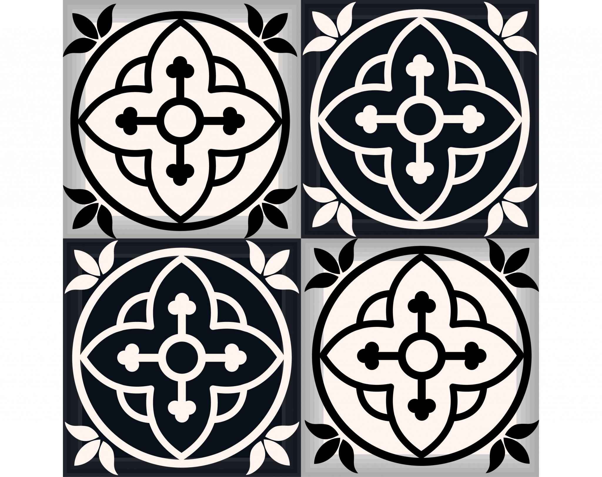 6" X 6" Black And White Rory Peel And Stick Removable Tiles