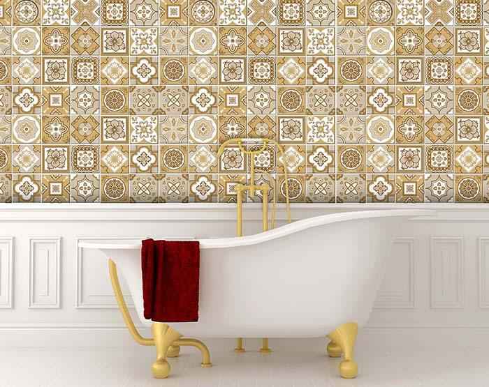 4" X 4" Vintage Brown And White Peel And Stick Removable Tiles