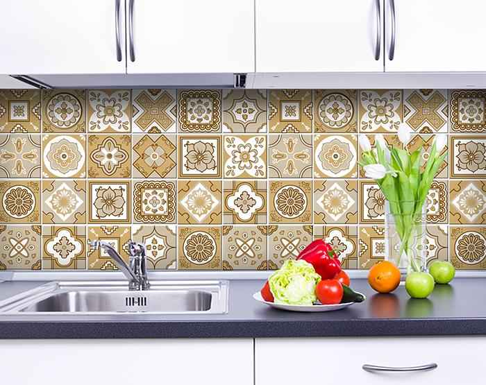 5" X 5" Vintage Brown And White Peel And Stick Removable Tiles