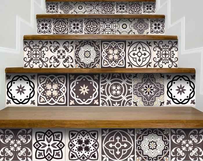 4" X 4" Light Brown And White Mosaic Peel And Stick Removable Tiles