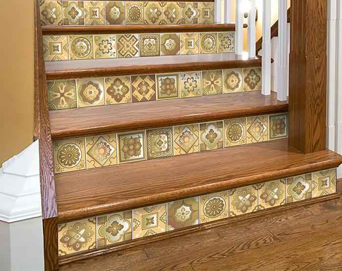 8" X 8" Vintage Beige And White Peel And Stick Removable Tiles