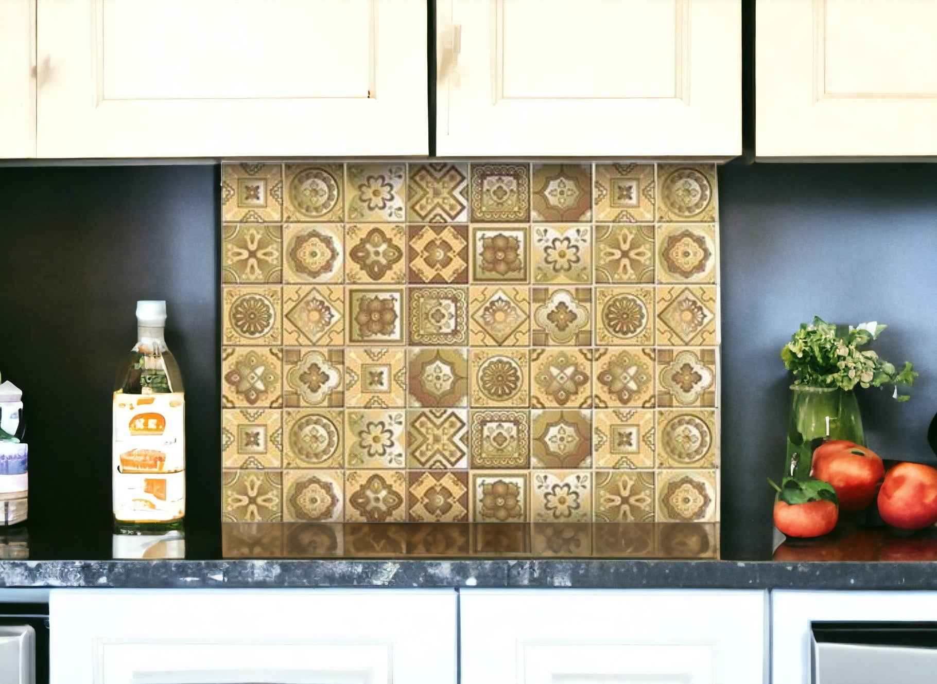 8" X 8" Vintage Beige And White Peel And Stick Removable Tiles