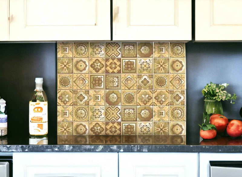 8" X 8" Vintage Beige And White Peel And Stick Removable Tiles