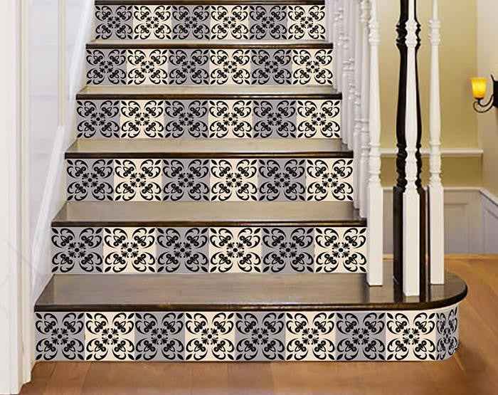 7" X 7" Light Grey And Cream Orchid Peel And Stick Removable Tiles