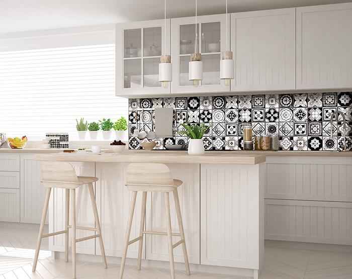 7" X 7" Black White And Gray Mosaic Peel And Stick Removable Tiles