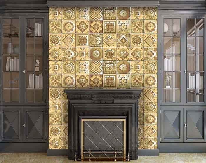 5" X 5" Vintage Beige And White Peel And Stick Removable Tiles