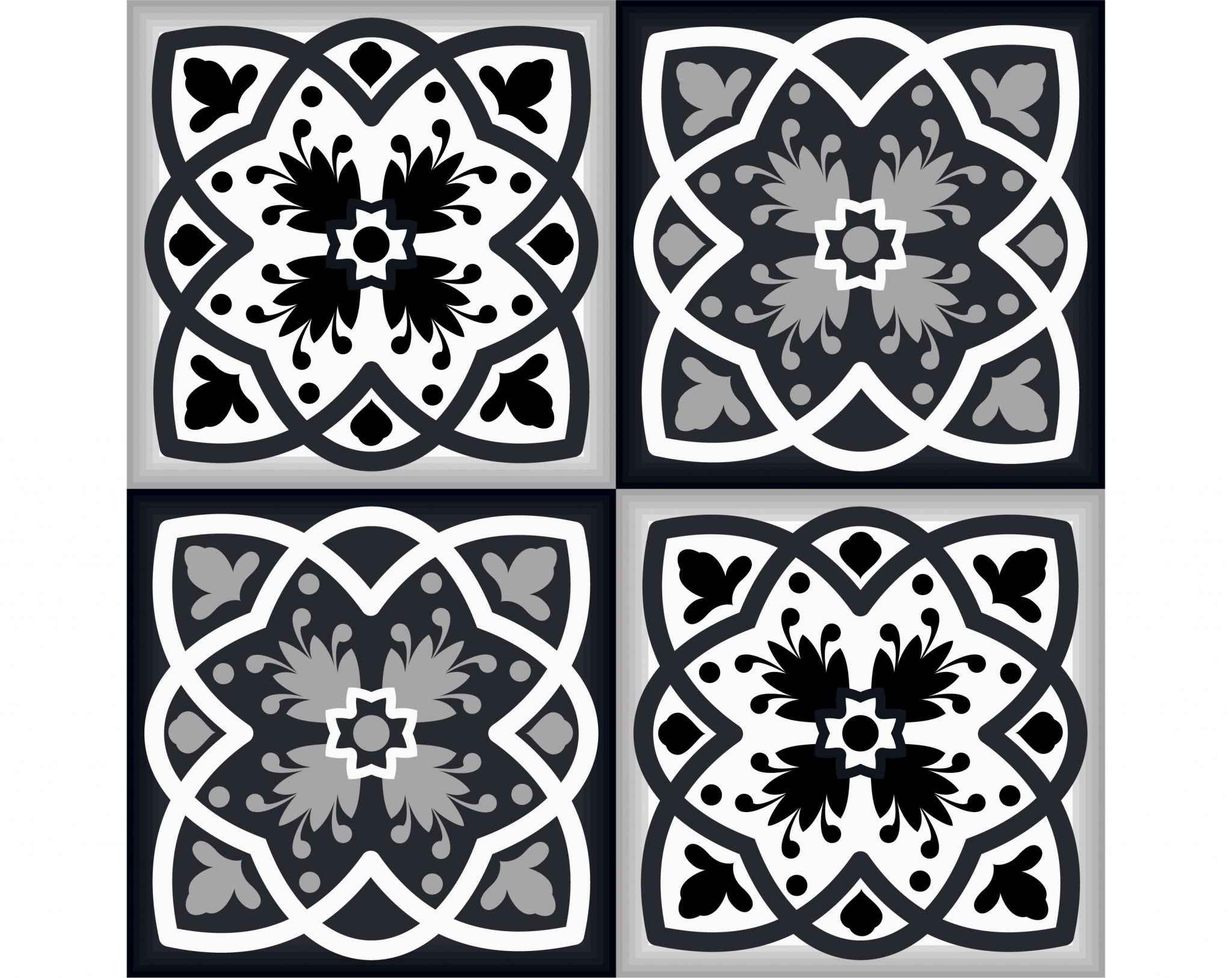 5" X 5" Black White And Gray Baz  Peel And Stick Removable Tiles