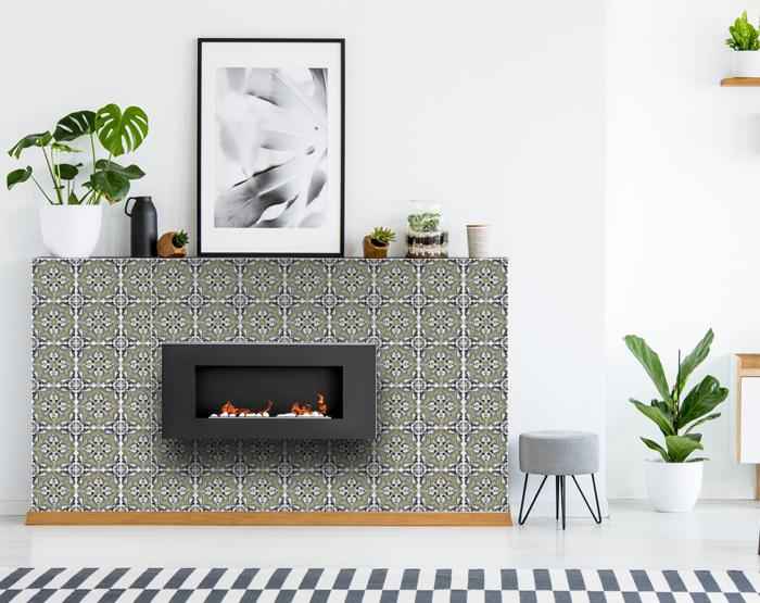 4" X 4" Vintage Sage Medallion Peel And Stick Removable Tiles