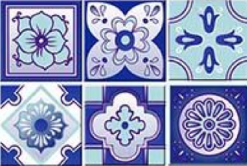 8" X 8" Vintage Turq Blue And White Peel And Stick Removable Tiles