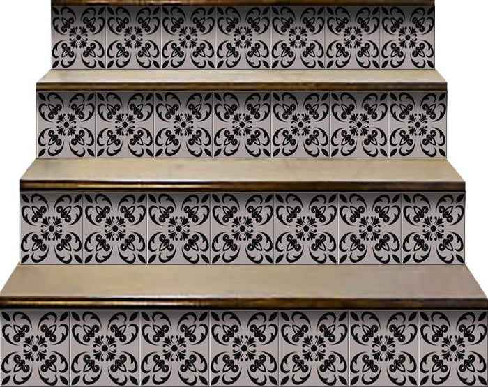 5" X 5" Black And White Orchid Peel And Stick Removable Tiles