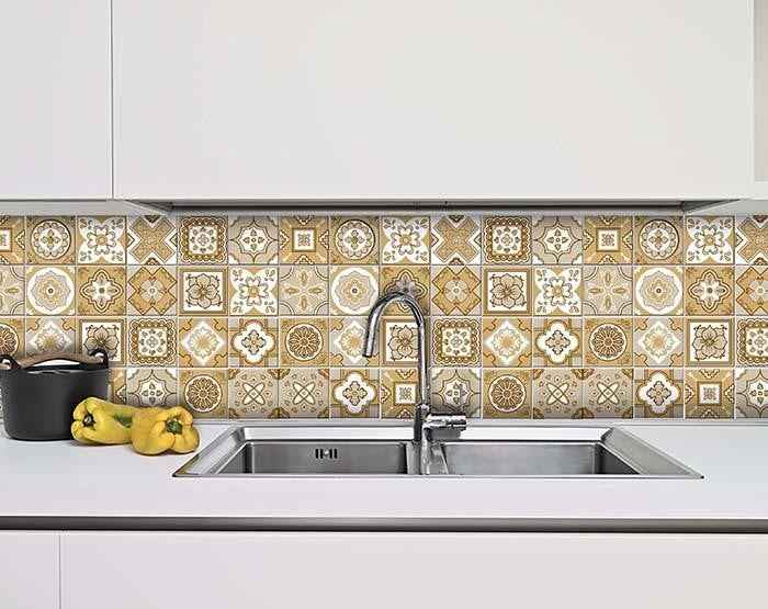 7" X 7" Vintage Brown And White Peel And Stick Removable Tiles