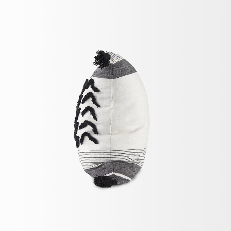 White And Gray Fringed Pillow Cover - Home Decor