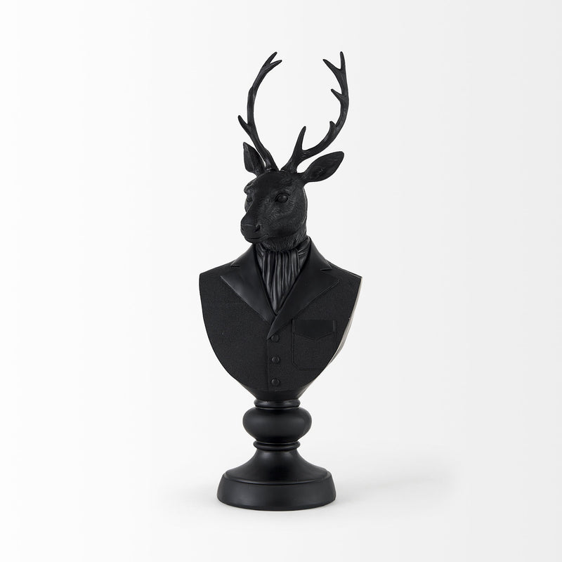 23" Black Polyresin Suited Deer Bust Tabletop Sculpture - Home & Garden