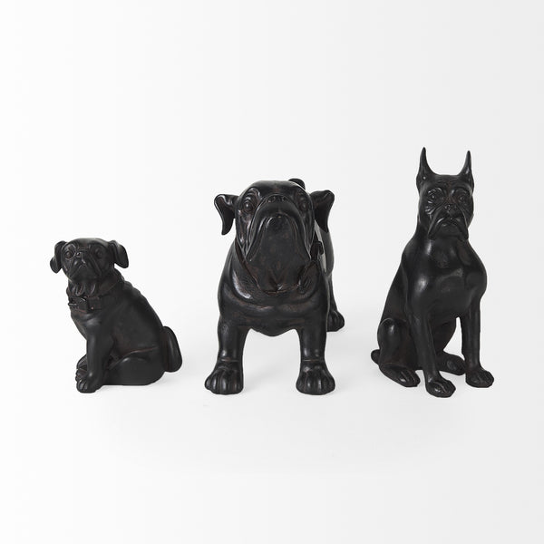 8" Black Polyresin Dog Tabletop Sculpture - GreatEagleInc