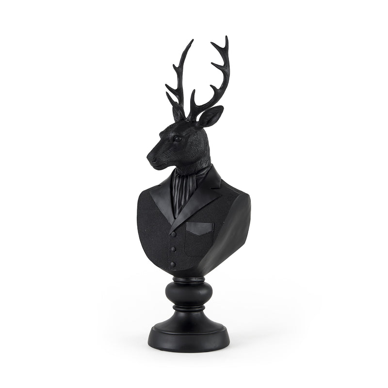 23" Black Polyresin Suited Deer Bust Tabletop Sculpture - Home & Garden