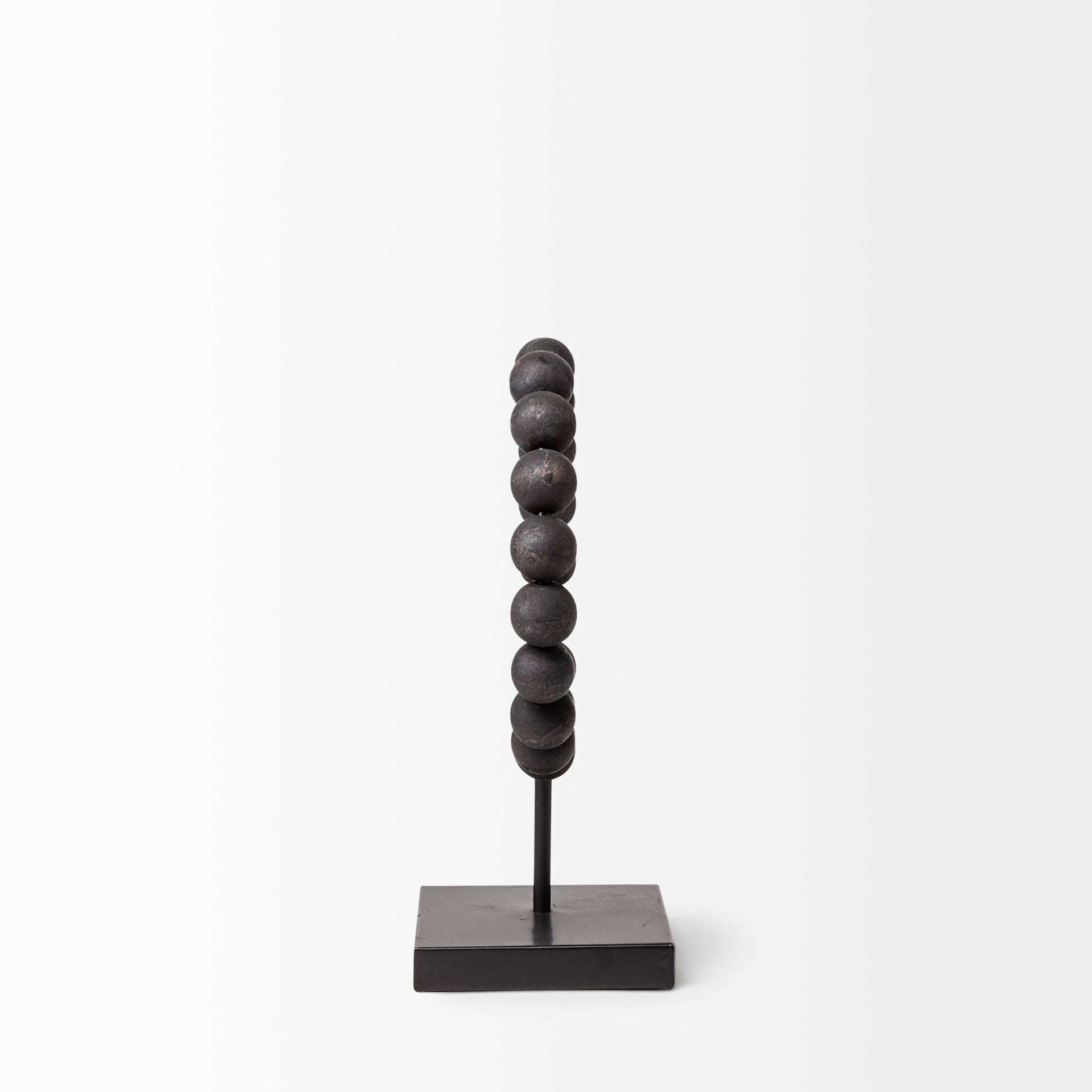 12" Black Wood and Metal Abstract Beaded Tabletop Sculpture - Home & Garden