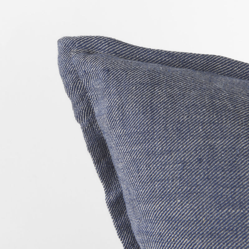 20" Blue And Gray Striped Linen Throw Pillow Cover - Home Decor