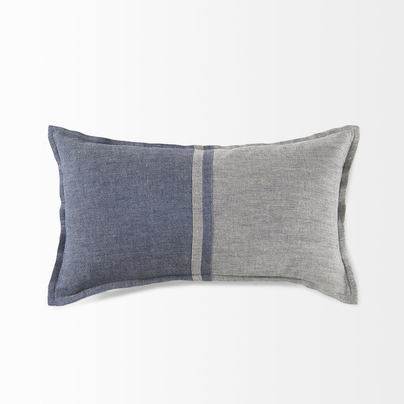 Gray And Blue Color Block Lumbar Pillow Cover - Home Decor